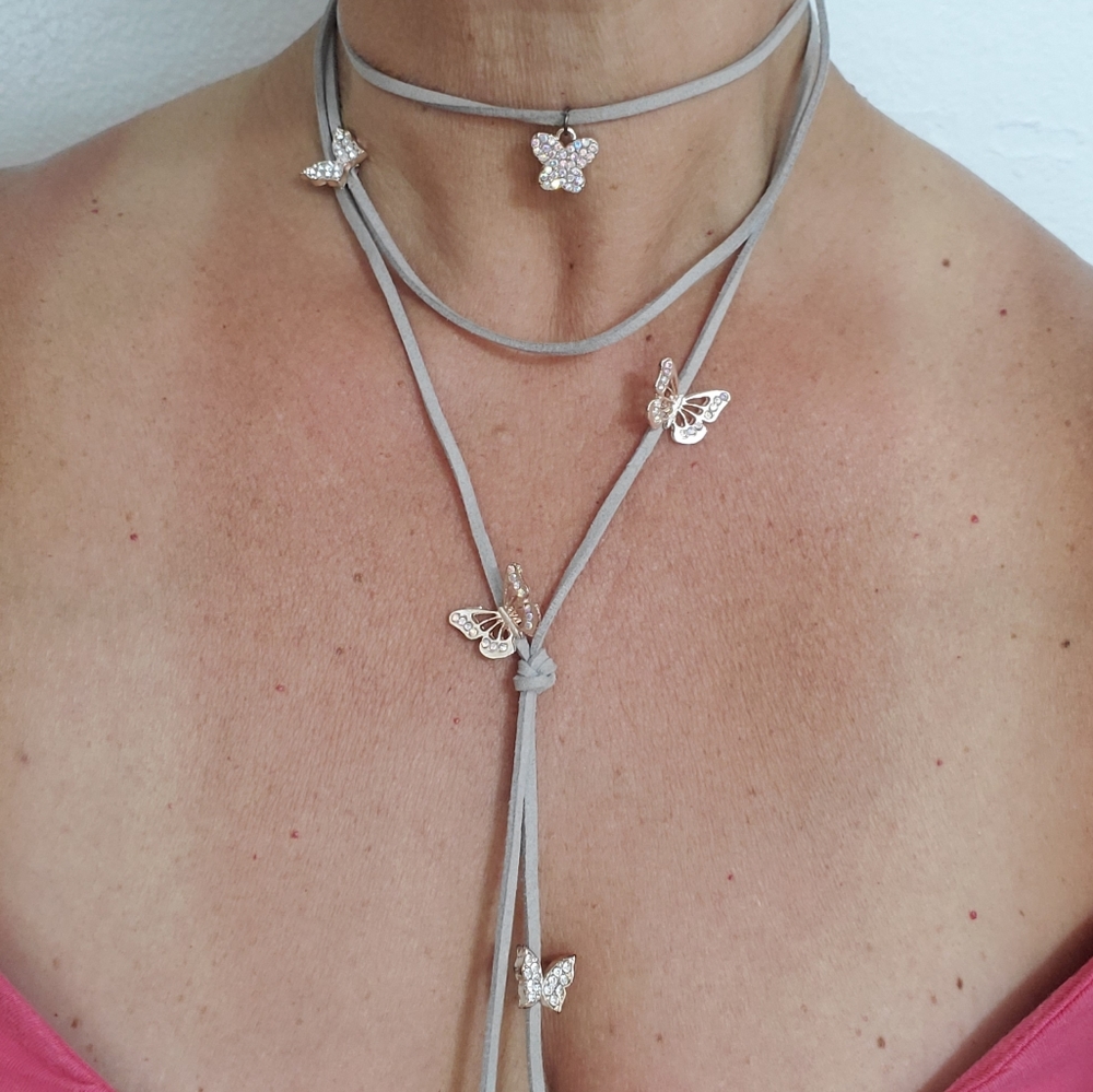 Rose Gold Butterly Cascading Necklace